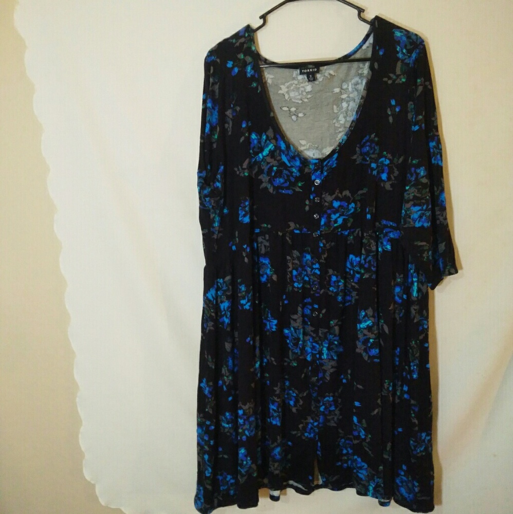 Torrid size 3 22/24 blue couch floral print dress